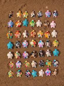 28pcs (Including 3 Rolls Of String) / 70pcs (Including 5 Rolls Of String) DIY Jewelry Accessories, Handmade Beaded Bracelet Necklace Anklet Supplies, Ocean Series Colorful Turtle, Starfish, Macaron Colors, With 3 Rolls Of Elastic Cord, Random Sizes