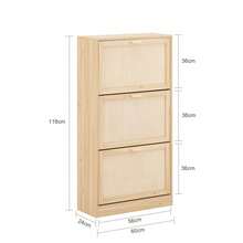SoBuy FSR159-N, 3 Flip-Drawers Shoe Cabinet Shoe Rack Shoe Storage Cupboard Organizer, W60 X D24 X H118cm - Brown - View 2