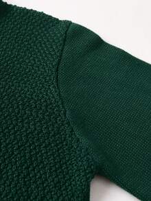 Boys' Solid Color Cable Knit Half Zip Sweater, School Style, Suitable For Spring, Autumn And Winter - Green - View 6