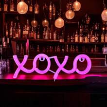 XOXO LED Neon Sign Light, Battery Or USB Powered, Decorative Fairy Night Light For Party, Holiday, Birthday, Wedding, Bedroom, Bar - Pink - View 8