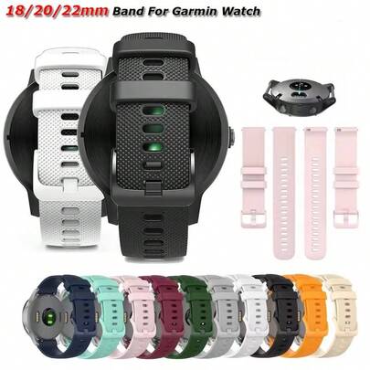1pc 18mm 20mm 22mm Watch Strap For Garmin Venu 3/3s/2/2s Silicone Watchbands Strap For Garmin Vivoactive 3/4/4s/5/6Forerunner 245 Bands