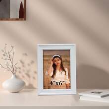 1 pieza/4 piezas Marco de fotos decorativo retro blanco europeo, decoración de pared, muestra fotos de 3.5x5", 4x6", 5x7", 6x8", 8x10", horizontal o vertical para mesa o pared, adecuado para dormitorio, sala de estar, regalo ideal para Halloween, Navidad, Año Nuevo (se incluye papel fotográfico al azar)