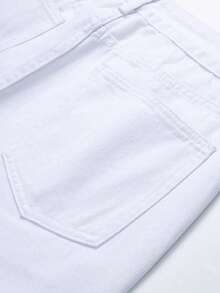Men's Solid Color Casual Straight Leg Jeans - White - View 6