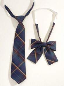 1 Set Karierte Schulterkrawatte & 1 Stück Dekorative Fliege für Frauen für den Alltag