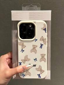 1pc Customized Phone Case With Personalized Text, Cute & Fashionable Bow & Teddy Bear Design, Compatible With Samsung Galaxy S23 Ultra/S24 Ultra/A54, Redmi Note 13 Pro Plus/Redmi 9A/10C, 17 Pro Max/6 Pro Max/15 Pro/14 Plus/13 Pro/12 Pro Max/11/Xs Max, Anti-Fall, Anti-Fingerprint, Durable, Elegant, High-Quality, Best Gift For Friends, Parents, Boyfriend, Girlfriend