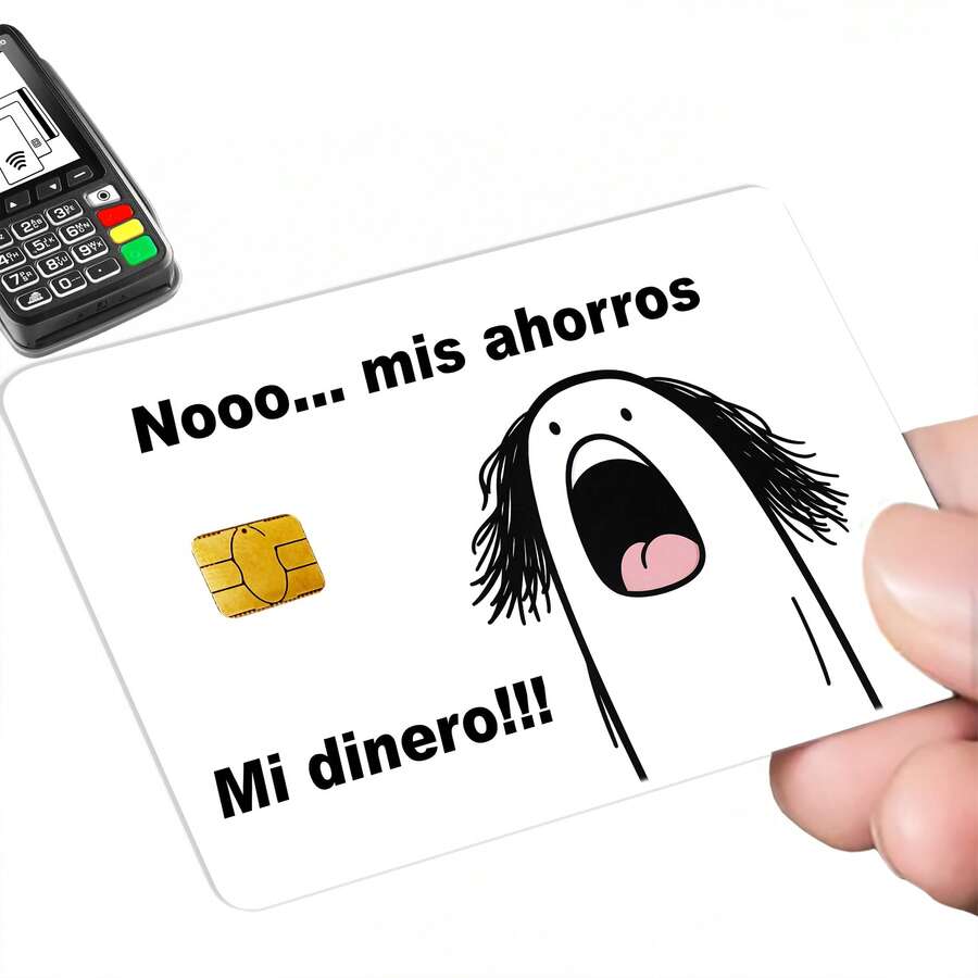 Sticker Para Tarjeta mis ahorros Mi dinero flork Skincard debito credito metro - Negro - Ver 1
