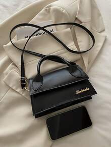 1 件女士高品质手提包，翻盖大容量方形包，适合购物、约会、所有季节，简约时尚单肩包，配有可拆卸可调节肩带，女士时尚包 - 黑色 - 查看 8