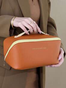 Multifunctional Travel Storage Bag, PU Leather Waterproof Cosmetic Bag, Large Capacity Double-Layer Cosmetic Bag, Cosmetics Organization And Storage, Cosmetics Storage Bag, Skin Care Bag, Large Capacity Toiletries Bag, Travel Home Cosmetic Bag Storage Bag, Cosmetics Storage Bag, Travel Accessories, Bag, Room Decor, Bag, Vanity, Make Up Bag, Organizer, Storage