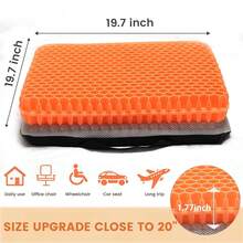 19.7" Gel Seat Cushion, Super Large & Thick Office Chair Cushion For Long Sitting - Back Hip Tailbone Pain Relief Cushion, Egg Seat Cushion Desk Chair Pads For Cars Wheelchair - Fits Up To 350 Lbs-222684 - 橙色XXL最大較厚 - 查看 6