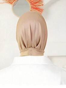 女士中东风情按扣头巾 - 易于调节，适合日常休闲佩戴 - 卡其色 - 查看 3