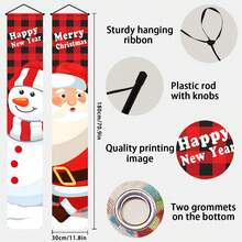 1 par de bandeiras decorativas de Natal, lindas bandeiras de decoração para pendurar na varanda de Natal, decoração elegante para áreas internas e externas, ideal para varanda, quintal, garagem e decoração de casa - Estilo C - Ver 5