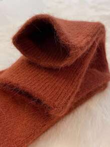 2 Pairs Women's Wool Socks Autumn Winter Thickened Mid-Tube Socks With Wool Warm Rabbit Hair Socks Winter Black Cashmere Stockings Christmas Gift - Mouldless - View 5