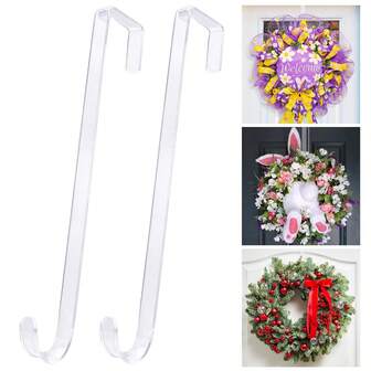 Colgador de corona transparente, gancho para puerta, decoración de bienvenida para Pascua, Halloween y Navidad, decoración exterior para puerta principal, organizador de colgador delgado