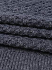 韩版男士宽松翻领纹理舒适中性长袖双拉链开衫针织毛衣，秋冬 - 灰色 - 查看 4