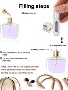 6PCS 5ml Refillable Perfume Atomizer Spray Bottles – Perfume Bottle Portable Fragrance Mist Container For Travel, Gift & Home Use – Shiny Pink