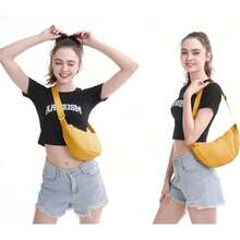 Nylon Crescent Crossbody Bag For Women Men Fanny Pack Small Travel Sling Bag - Màu vàng - Xem 6