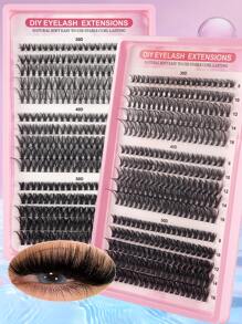 DIY 640 睫毛延长套装 10D+20D+30D+40D/30D+40D+50D+60D/50D+60D+80D+100D 大容量组合睫毛套装单根睫毛束 10-16mm 粗 D 卷曲单根睫毛套装，迷你旅行便携式浓密睫毛束，含 DIY 延长睫毛簇、睫毛簇、单根睫毛、睫毛、假睫毛 - D - 查看 14