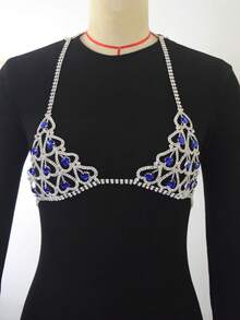 Bộ đồ lót dây đeo thân hình trái tim đính đá màu xanh dương, bộ bikini pha lê phong cách Bohemian bao gồm áo ngực và quần lót, dây mảnh dành cho nữ. - trái tim tình yêu - Xem 7