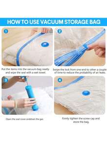 21 In 1 Vacuum Storage Bags Set For Clothes Travel -Vacuum Bag Multi Size Combination+Hand Pump Set With Large Capacity Storage,Travel Pump Vacuum Sealer Bag With Double-Zip Seal And Triple Seal Turbo-Valve For Max Space Save - 無色 - 查看 8