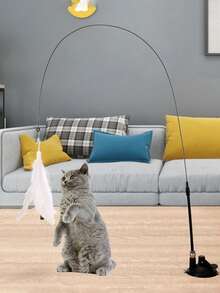 1pc Cat Teaser Wand Toy, Pet Artificial Feather Bell Replacement, Suitable For Cat Exercise And Entertainment, Handheld Teaser Wand With Replaceable Insect-Shaped Wand Heads - Multicolor - View 5