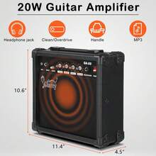 Glarry GST Electric Guitar Kit Right Handed School Band With 20W AMP Bag - default - View 6