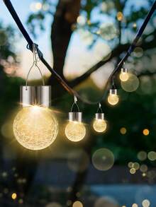 Solar Lights Outdoor Waterproof ,3pcs Solar Hanging Lights Garden Decor,Gifts For Women Mom Grandma,Solar Outdoor Lights Lantern Cracked Glass For Yard, Fence, Tree,Christmas Decorations(Warm White)