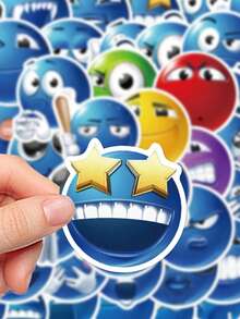 50pcs Cartoon Blue Bean MEME Stickers Suitable For Luggage, Laptop Notebooks, Scrapbooks, Classroom Decorations, And As Holiday Gifts For Good Friends.