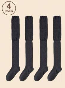 2/4Pairs Knee High Socks Lady Splicing Stockings Women High Tube Socks Women's High Solid Colour Patchwork Socks High Elasticity Stockings, Y2k, Cozy Socks - Multicolor - View 15