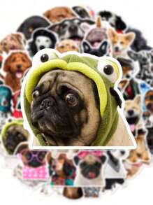 50 Pcs Funny Realistic Dog Expression Stickers, PVC Sticker For Envelopes, Fishing Rod Decor, Party Decorations, Labels, Self-Adhesive Stickers, Suitable For Scrapbooks, Laptops, Luggage, Guitars, Water Bottles, Phone Cases, Urban Youth Fashion Decorations