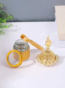 1Pc/Set Simple And Elegant Wrought Iron Incense Burner. Bakhoor Burner,With Lid, Aromatherapy Burner, Decoration, Incense Holder, Home Decor