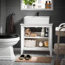 SoBuy FRG202-, Grey Under Sink Bathroom Storage Cabinet With Doors, 60x30x62cm Home Bathroom Decor Bathroom Organizer Summer Bathroom Accessories - White - View 6