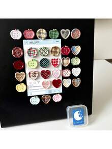 1 Set Of 5pcs/10pcs Retro Plaid Pattern Magnetic Decorative Fridge Magnets, Y2K Millennium Style Magnetic Stickers For Perforated Board Photo Wall - Multicolor - View 5