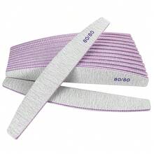 80/80 Grit Nail Files (10 Pack), Emery Boards For Acrylic Nails And Gel Nails, Coarse Nail File Double Sided 80 Grits Emory Professional Nail Filers Reusable Washable Manicure Curved Gray-76818 - 10片80/80粗砂弧形灰色 - 查看 1