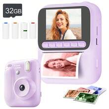 即时打印相机，8倍变焦，支持1080P高清自拍视频，内置闪光灯，便携式迷你照片打印机，附赠4卷彩色打印纸，1300mAh可充电电池，是节日、圣诞节、万圣节、生日派对和特殊场合的趣味创意礼物。 - ET-多色 - 查看 18