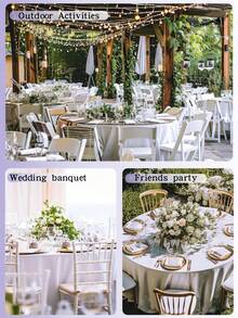 1 件优雅白色圆形桌布，可水洗涤纶，柔软耐用的餐桌布，适合婚礼、派对、宴会和餐饮装饰，四季皆宜 - 白色 - 查看 8