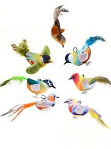 1 件随机颜色猫玩具，互动逼真的知更鸟飞翔和飘动猫薄荷，羽毛用弹力绳悬挂，自动鸣叫小猫玩具，适合室内猫自玩麻雀鸟设计宠物毛绒玩具可咀嚼耐用猫吱吱叫玩具，适合猫和狗互动供应宠物仿真鸟毛绒玩具带声音 - 棕色 - 查看 24