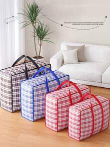 Túi đựng đồ chống nước cầm tay dung tích lớn 5/2/1 chiếc, Túi đựng quần áo dung tích lớn, Túi quà tặng ông già Noel, Túi đựng quần áo mùa đông, Túi đựng chăn, Túi đựng đồ di chuyển bền - Túi đựng đồ có khóa kéo tái sử dụng, Túi đựng đồ in lưới chống thấm nước bằng vải Oxford, Đựng quần áo, Túi đựng hành lý cho học sinh khi trở lại trường, Túi du lịch, Giáng sinh, Lễ tạ ơn - Đỏ và trắng - Xem 4