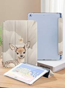 Deer Pattern Tablet Protective Case, Compatible With IPad 9.7/10.2/10.5/10.9/12.9/Pro 11 (10th Gen), Compatible With Samsung Galaxy Tab S6 Lite 10.4", Compatible With Kindle Paperwhite (12th Gen, 2024 Model), 2022 Kindle (11th Gen), Soft Shock-Proof, Smart Stand/Auto Wake/Sleep Function. Plant Pattern Protective Case. - Multicolor - View 3