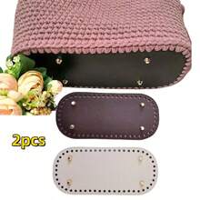 1 pezzo/2/3 pezzi Fondo in pelle PU con borchie, adatto per borse fai-da-te all'uncinetto, borse a tracolla - Fondo rotondo con fori, pratico per la tessitura - Senza fodera, monocromatico, bordi verniciati, progettato per la realizzazione di artigianato, senza accessori di chiusura.