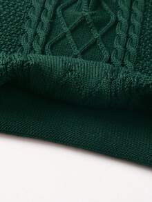 Boys' Solid Color Cable Knit Half Zip Sweater, School Style, Suitable For Spring, Autumn And Winter - Green - View 10