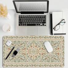 超大 XXL 花卉图案桌面垫 - 防滑键盘鼠标垫，缝边设计，防溅表面，加厚底座，适用于游戏、办公和家庭办公桌 - 大型电脑桌垫（35.4x15.7 英寸），结构稳固，装饰性办公用品，工作空间配件，专为办公专业人士打造，游戏鼠标垫，办公桌配件，鼠标垫，桌面鼠标垫 - 彩色 - 查看 1