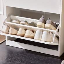 SoBuy 2 Flip-Drawers 1 Pull Out Drawer Shoe Cabinet Shoe Storage Cupboard Shoe Rack White W60 X D30 X H90cm FSR180-W - White - View 8