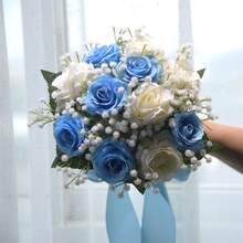 Wedding Bouquet Artificial Rose Bouquets Bridal Wedding Photo Booth Props Wedding Decorations - Royal Blue - View 1