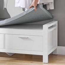 SoBuy FSR74-W, 2 Drawers Shoe Bench Shoe Rack Shoe Cabinet Hallway Storage Bench With Seat Cushion - 白色 - 查看 6