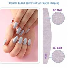 80/80 Grit Nail Files (10 Pack), Emery Boards For Acrylic Nails And Gel Nails, Coarse Nail File Double Sided 80 Grits Emory Professional Nail Filers Reusable Washable Manicure Curved Gray-76818 - 50片80/80粗砂弧形灰色 - 查看 3
