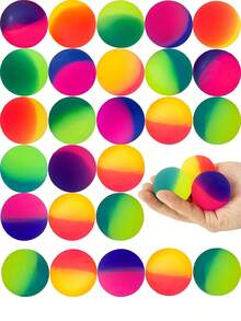 5/10/20/30pcs Colorful Rainbow Bouncy Balls - Perfect Party & Birthday Gifts! Small Size (Random Pattern), Party Favors, Birthday Party Gifts, Bouncy Balls, Bouncy Ball Toys, Sewn Party Decor, Mini Balls, Party Supplies - Multicolor - View 1