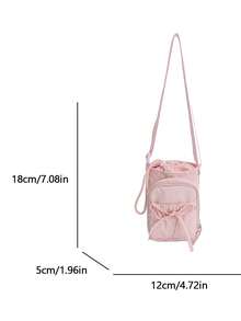 Peach Tree 女士水桶包单肩包斜挎包水壶包运动骑行包夜跑包购物包通勤必备化妆包抽绳设计手机包，时尚多色包包，送给女朋友的礼物 - 彩色 - 查看 3