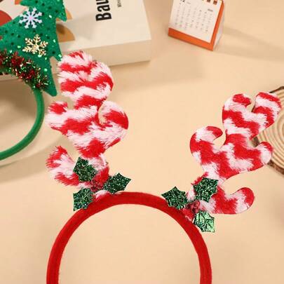 1pc Christmas Reindeer Antler Headband, Cute Mori Style Christmas Tree Headband, Holiday Party Decoration Headpiece