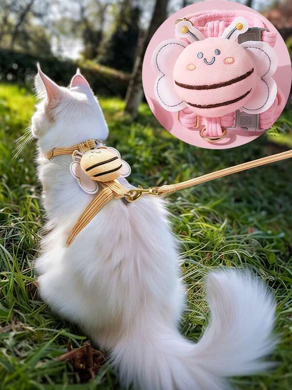 1.2m Bee & Cat Leash, Escape-Proof Adjustable Chest Harness Leash For Pets, Lightweight Chest Strap Dog Walking Leash For Small/Medium Dogs, Cats