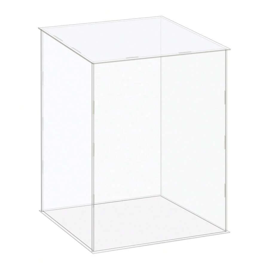 Clear Display Case, Acrylic Box Assemble Dustproof Box Showcase For Collectibles, Crafts - Clear 10x10x14.1 Inch - View 1
